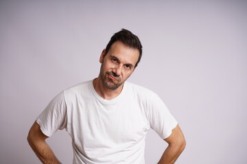 Male Model Showing Different Emotions on White Studio Background