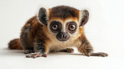 Cute Baby Monkey with Big Eyes and Playful Expression