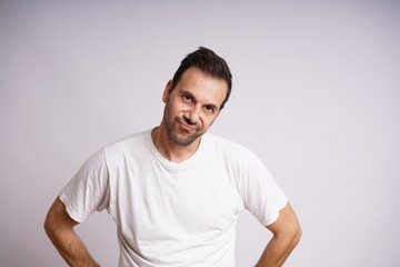 Male Model Showing Different Emotions on White Studio Background