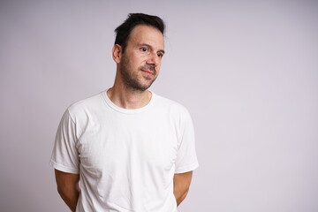 Male Model Showing Different Emotions on White Studio Background