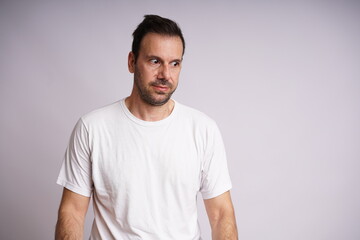 Male Model Showing Different Emotions on White Studio Background