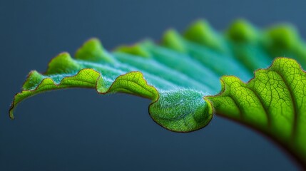 Close-Up of a Vibrant Green Leaf with Water Droplets