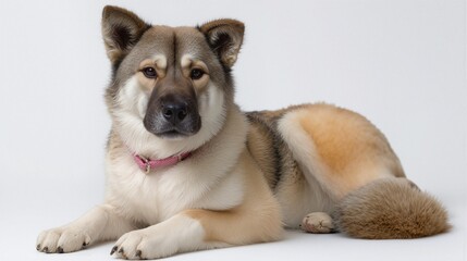 Calm and Relaxed Dog Lying on a White Background
