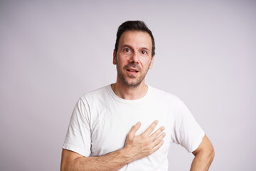 Male Model Showing Different Emotions on White Studio Background