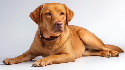 Charming Yellow Labrador Retriever Relaxing on White Surface