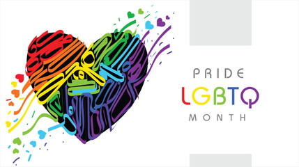 Lgbtq rainbow flag freedom family, gay, bisexual and lesbian community, pride pattern on white background, colorful cover vector illustration design.