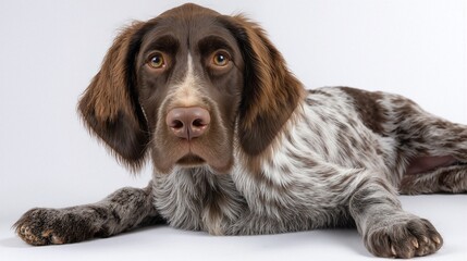 Curious Dog with Unique Coat Pattern and Expression