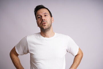 Male Model Showing Different Emotions on White Studio Background