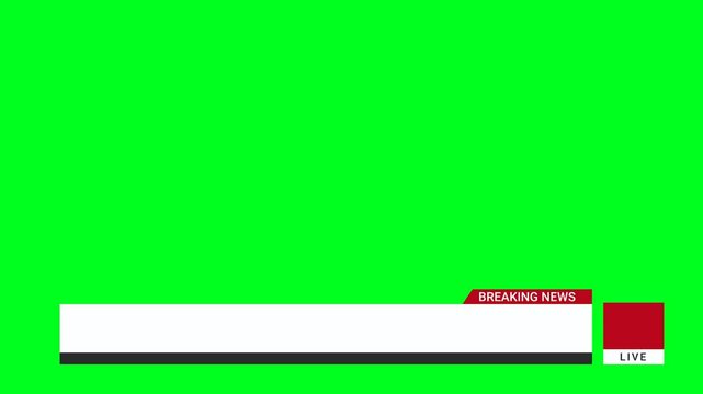 Breaking News Lower Third Animation. Simple Reveal and Subtle Light Glow. Broadcast Overlay for News Flash Segment