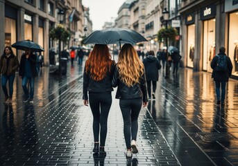 amiche sotto la pioggia