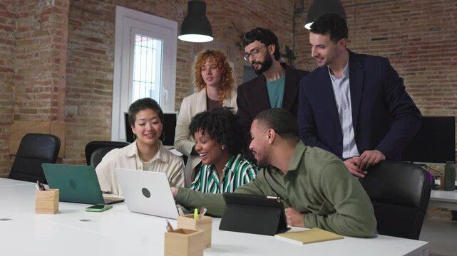 Business team collaboration, achieving success together