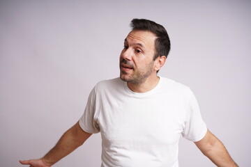 Male Model Showing Different Emotions on White Studio Background