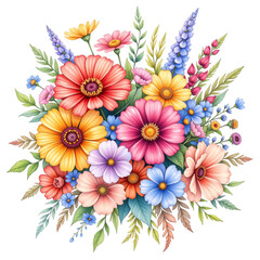 Vibrant flower bouquet art creative studio digital illustration bright colors close-up floral beauty