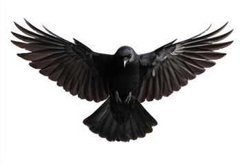Obraz premium a black bird with its wings spread out