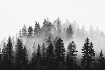 a black and white photo of a forest