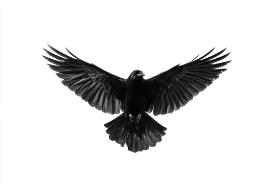 a black bird flying in the air with its wings spread - Powered by Adobe