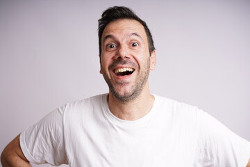 Male Model Showing Different Emotions on White Studio Background
