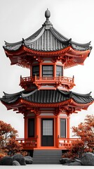 Obraz premium A traditional Japanese pagoda with ornate red and wooden architecture