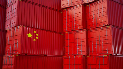 Cargo shipping container with china, shipping and freight transportation of china concept.