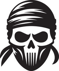 Skull with Bandana  Vector Illustration Graphic Design Element