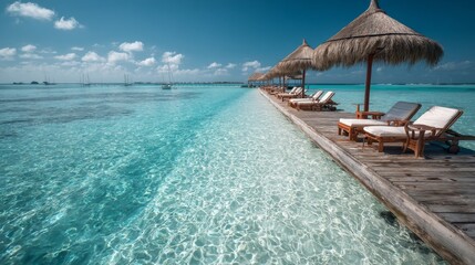 Overwater Beach Resort with Crystal Clear Turquoise Water