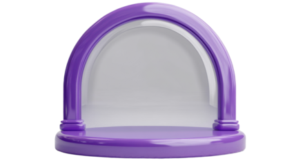 purple arch round podium 3d render icon on white background