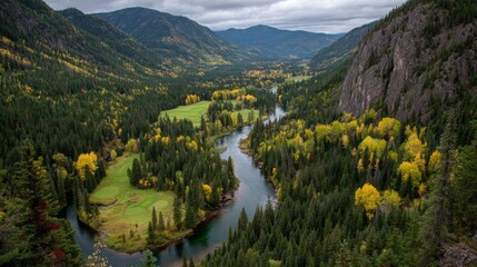 Autumn River Valley Landscape