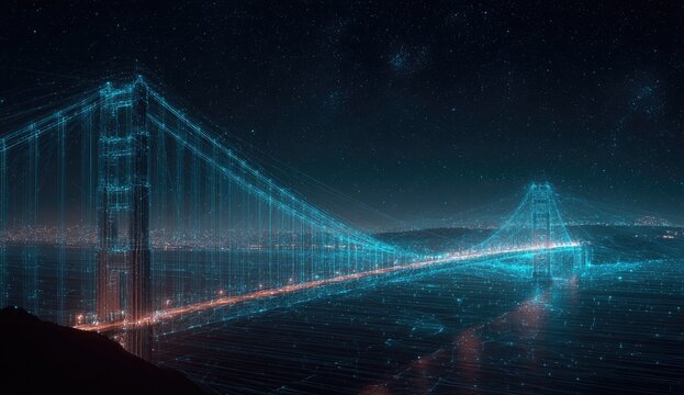 Digital Golden Gate Bridge at night