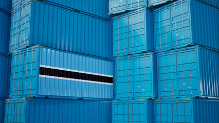 Cargo shipping container with botswana flag, shipping and freight transportation of botswana concept.