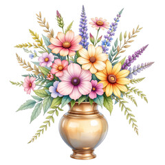 Colorful floral arrangement in a decorative vase nature inspired botanical art bright and vibrant still life