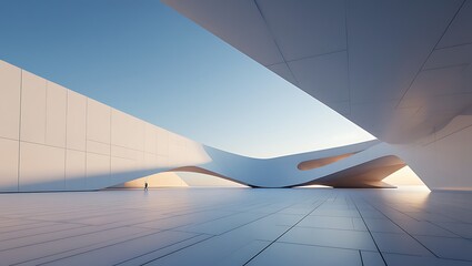 Futuristic Architecture Modern Design with Smooth Curves and Clean Lines