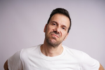 Male Model Showing Different Emotions on White Studio Background