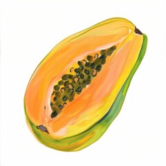 Fototapeta na wymiar Vibrant papaya fruit illustration