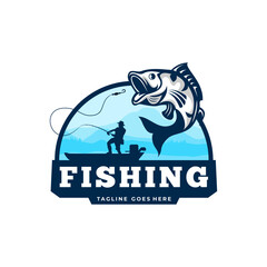 fishing badge logo design