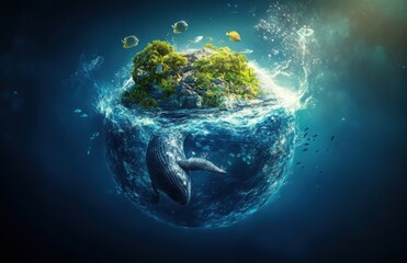 Earth Nature Environment Ocean Whale Marine Life Ecosystem Surreal Concept