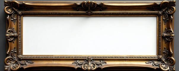 Ornate bronze square frame, wide carved detail, blank canvas insert , vintage, canvas, sculpture