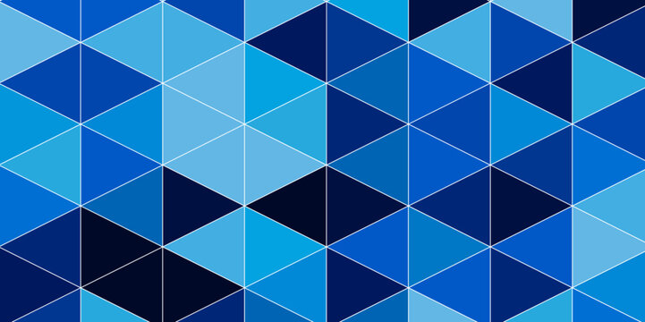 Abstract Geometric Blue Mosaic: An artistic display of geometric shapes, rendered in various shades of blue, forms a captivating and abstract pattern. Design