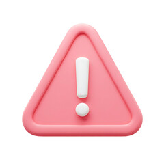Pink Triangle Warning Icon – Modern 3D Minimalist Alert Sign Illustration