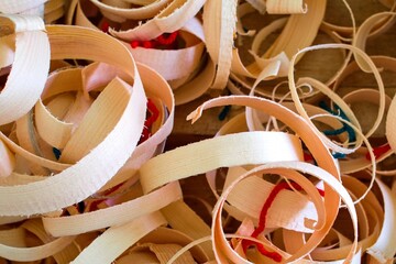 Wood Shavings on Rustic Wooden Table