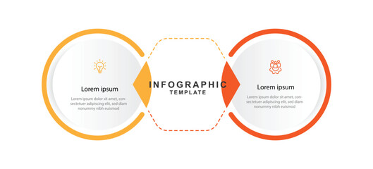 Business infographic template. 2 step circle infographic concept with icons can be used for workflow, business information, presentation data