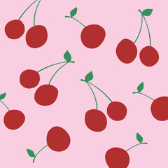 Cute cherry hand drawing illustration. flat design style. colorful and editable vector