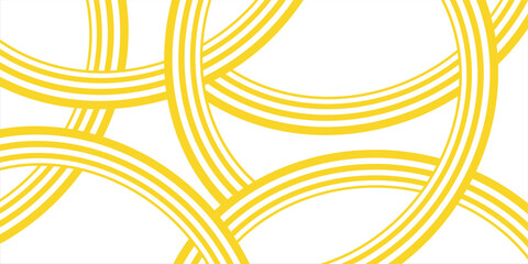 Doodle banner with yellow ramen pattern on white background. Wave abstract pattern.