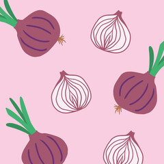 Cute onion hand drawing illustration. flat design style. colorful and editable vector