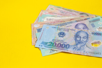 Vietnamese dong banknotes. Money concept