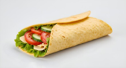 Close-up of a Vegetable Wrap with Cheese, Tomato and Cucumber