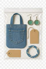 Joyful sustainable upcycling craft kit laid out in clear protective bag