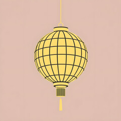 Bold, slightly jagged lines of a Chinese lantern with a brutalist aesthetic.