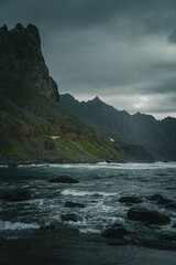 Dramatic Coastal Landscape with Rugged Cliffs.