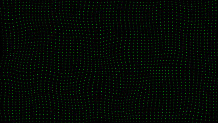 simple hi-tech wiggly movement Green circular minimal dots on black background