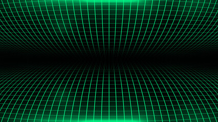 Hi-tech Turquoise square pattern futuristic technology grid on black background